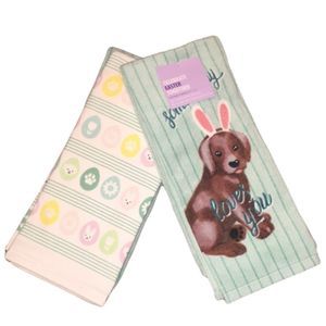 Celebrate It Easter Kitchen Towel Set “Some Bunny Loves You” 100% Cotton